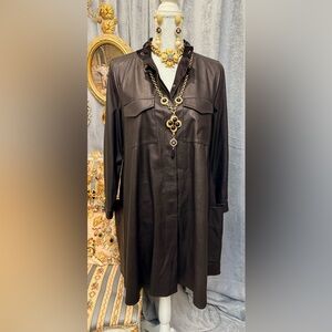 Elegant BCBG Black Faux Leather Women's Dress